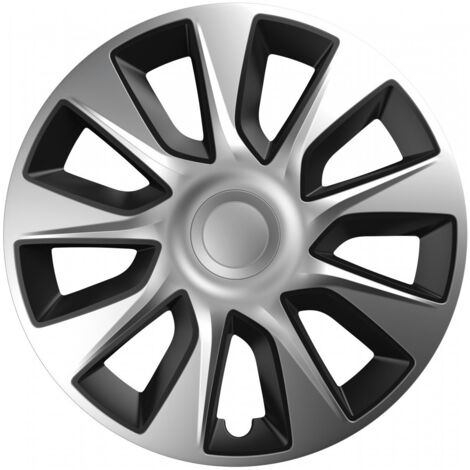 Set 4 Copricerchi 15" Universali Borchie Ruota Coppe Auto Silver Black Bicolor - Articoli per neonati ideali per dormire bene e viaggiare in tranquillità