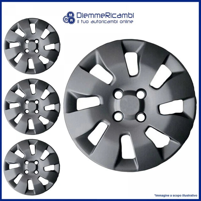 Set 4 Copricerchi 14" Universali Borchie Ruota Coppe Auto Nere Black Wind - Articoli per neonati ideali per dormire bene e viaggiare in tranquillità
