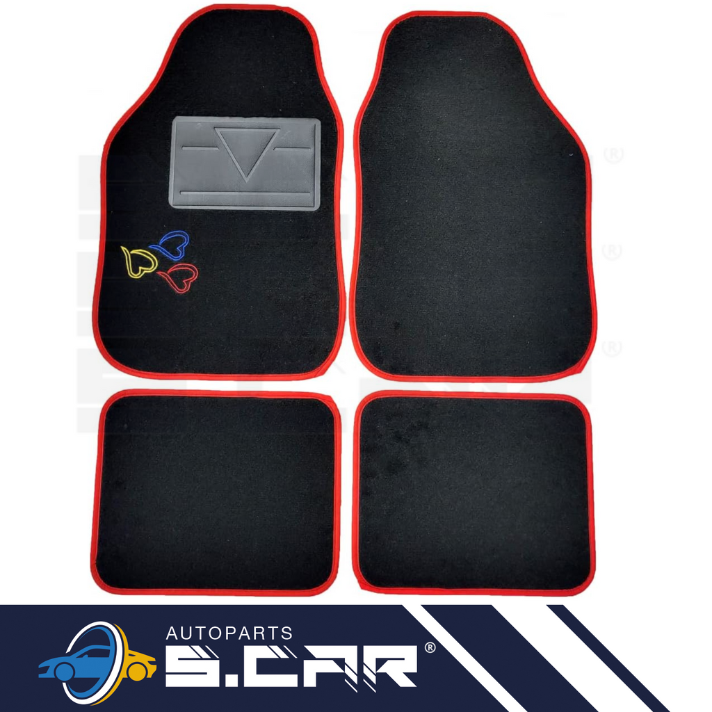 Set 4 Tappeti In Moquette Per Auto Tappetini Universali Bordo e Battitacco Rosso - Articoli per neonati ideali per dormire bene e viaggiare in tranquillità
