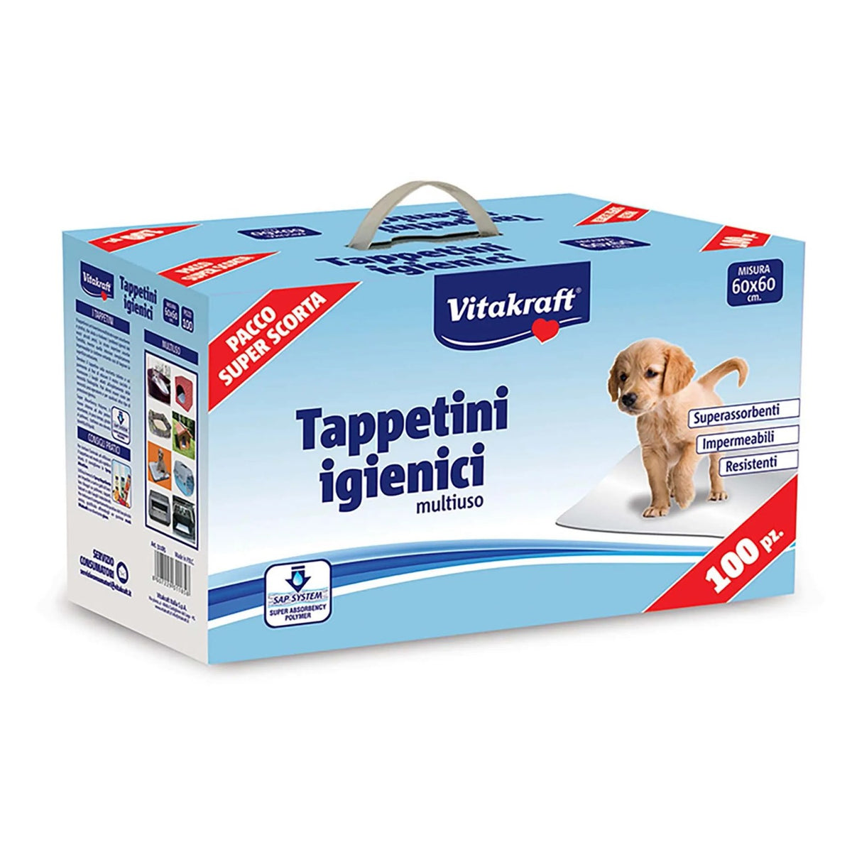 100 Traverse Tappetini Igienici Cane 60×60 Adesivi Super Assorbenti Impermeabili - Articoli per neonati ideali per dormire bene e viaggiare in tranquillità