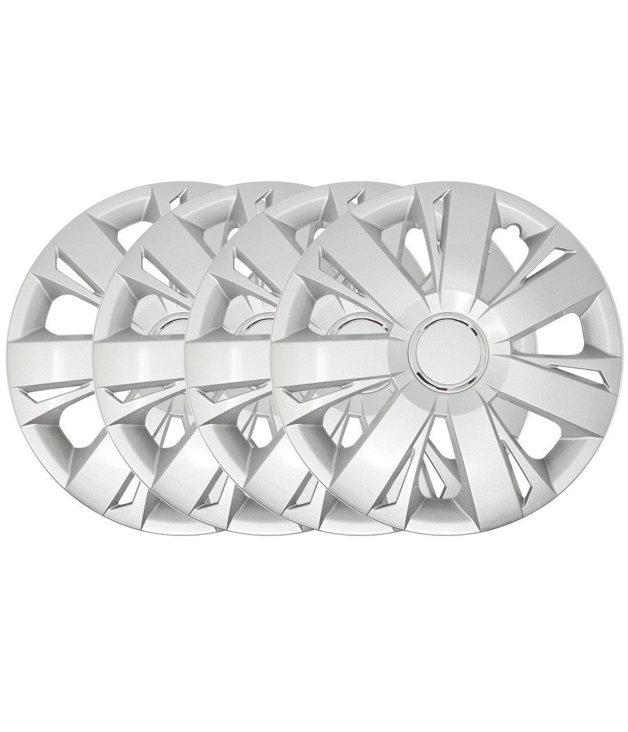 Set 4 Copricerchi 15" Universali Borchie Ruota Coppe Auto Silver Black Bicolor - Articoli per neonati ideali per dormire bene e viaggiare in tranquillità