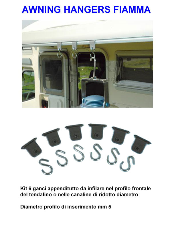 KIT AWNING HANGERS FIAMMA - ganci portatutto 6 pz - Articoli per neonati ideali per dormire bene e viaggiare in tranquillità