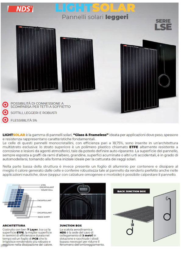 PANNELLO SOLARE CAMPER NDS LIGHTSOLAR 195W LSE195BF - Articoli per neonati ideali per dormire bene e viaggiare in tranquillità