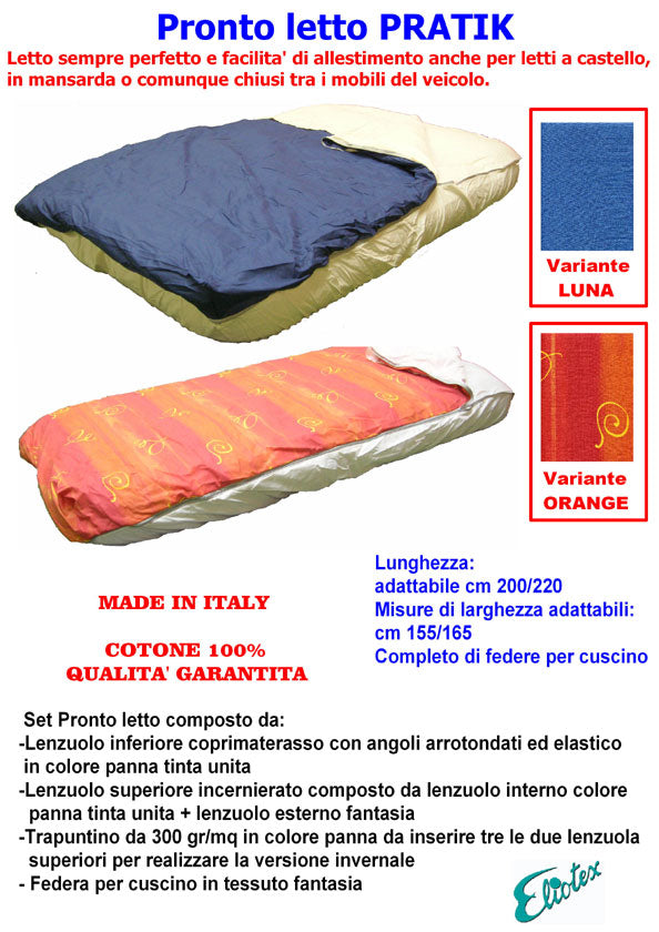 Sacco PRONTO LETTO PRATIK ELIOTEX 160 ORANGE - Articoli per neonati ideali per dormire bene e viaggiare in tranquillità