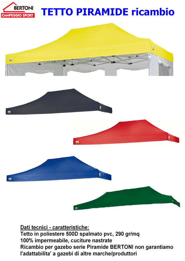 Tetto 2×3 mt Gazebo BERTONI serie piramide rosso - Articoli per neonati ideali per dormire bene e viaggiare in tranquillità