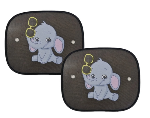 2 Tendine Parasole Per Bambini Con Ventose Auto Universali 44x36cm Elefante - Articoli per neonati ideali per dormire bene e viaggiare in tranquillità