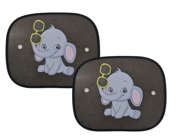 2 Tendine Parasole Per Bambini Con Ventose Auto Universali 44x36cm Elefante - Articoli per neonati ideali per dormire bene e viaggiare in tranquillità