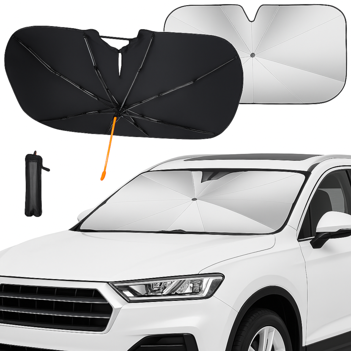 Parasole auto ombrello 140×80 cm pieghevole anti UV universale con custodia - Articoli per neonati ideali per dormire bene e viaggiare in tranquillità